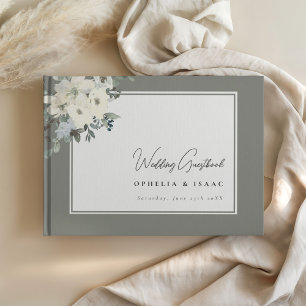 Livre d'or de mariage floral vert olive élégant