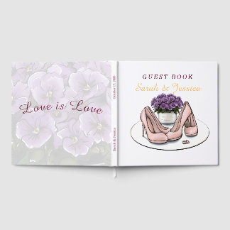 Livre d'or de mariage lesbien aux fleurs violettes