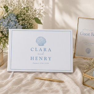 Livre d'or de mariage minimaliste bleu côtier