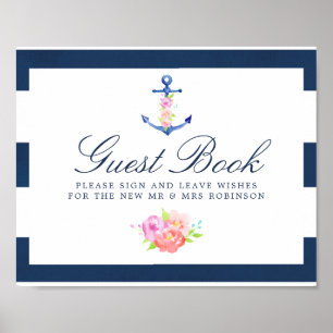 Livre d'or de mariage nautique floral aquarelle Si