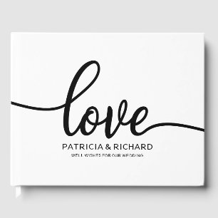 Livre d'or de mariage noir blanc chic script