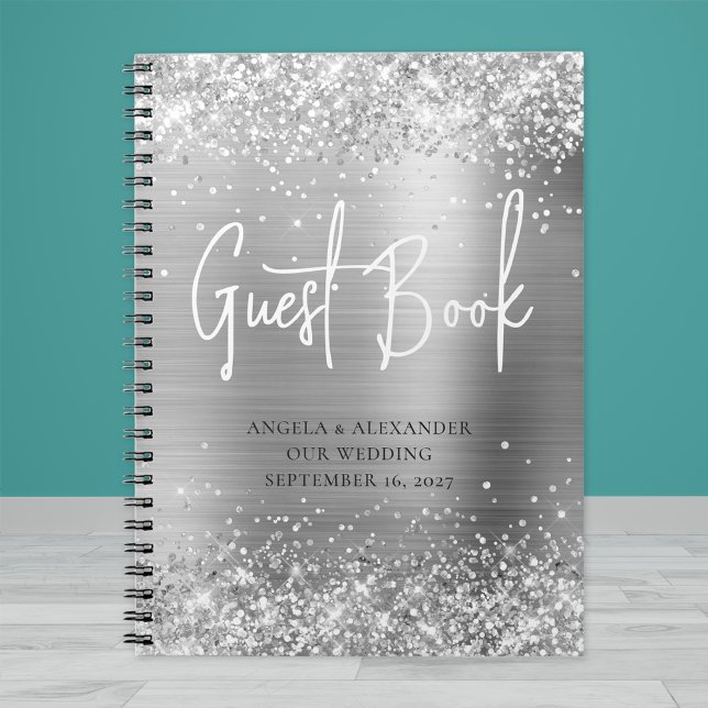 Livre d'or de mariage pailleté argenté Glamour (Créateur téléchargé)