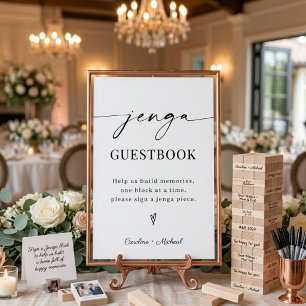 Livre d'or de mariage panneau Jenga élégant modern