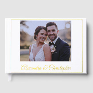 Livre d'or de mariage photo avec écriture dorée él