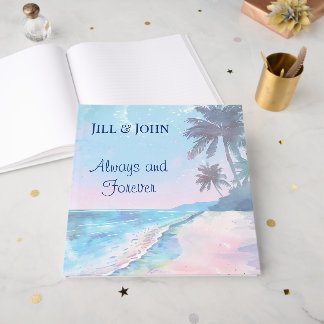 Livre d'or de mariage plage aquarelle