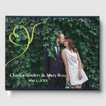 Livre d'or de mariage rétro feuilles tropicales