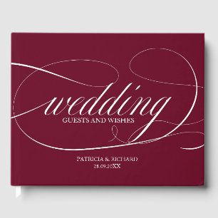Livre d'or de mariage simple élégant bordeaux mars