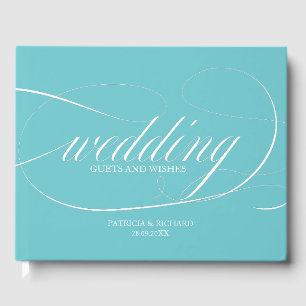 Livre d'or de mariage simple élégant puriste bleu