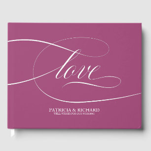 Livre d'or de mariage simple élégant rose cassis