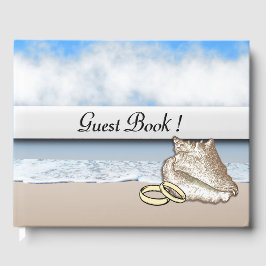 Livre d'or de mariage thème plage avec anneaux de