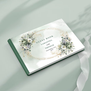 Livre d'or de mariage vert poussiéreux Romance Boh