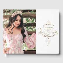 Livre d'or de photo blanc or Quinceañera