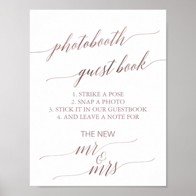 Livre d'or de photobooth calligraphié en or rose é (Devant)