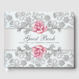 Livre d'or de première communion baptême Rose Rose