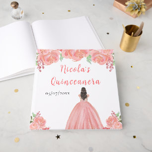 Livre d'or de Quinceanera rose Princesse aux cheve