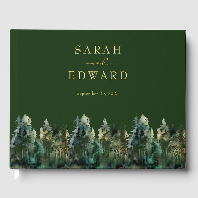 Livre d'or de Rustic Forest Mariage Gold Foil (Recto)