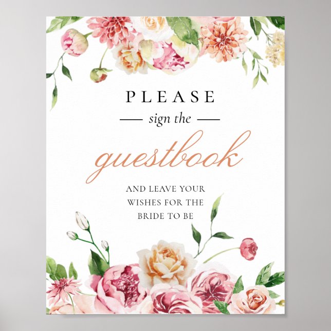 Livre d'or de témoin de mariage romantique floral  (Devant)
