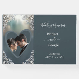 Livre D'or déco art déco bleu poussiéreux mariage cadre