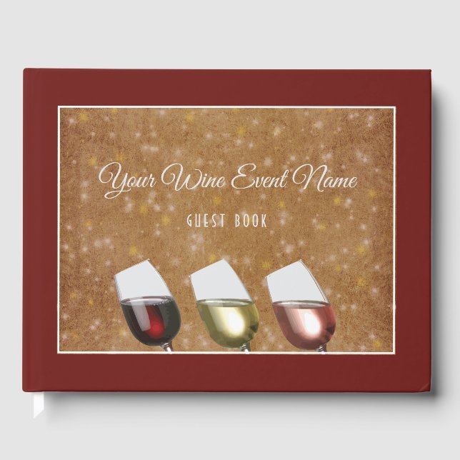 Livre D'or Dégustation de vin avec verres de vin, or étoilé (Recto)