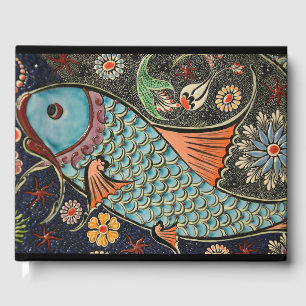 Livre D'or Délicat Océan Mosaïque Côtier Koi Poisson