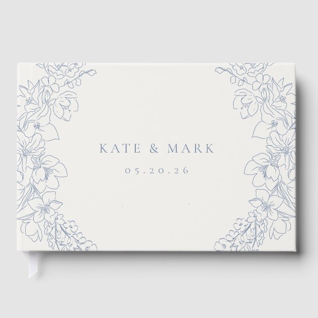 Livre D'or Delicate Blue Floral Wedding (Recto)
