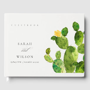 LIVRE D'OR DÉSERT D'EAU VERTE MONOGRAMME DE FLEURS CACTUS