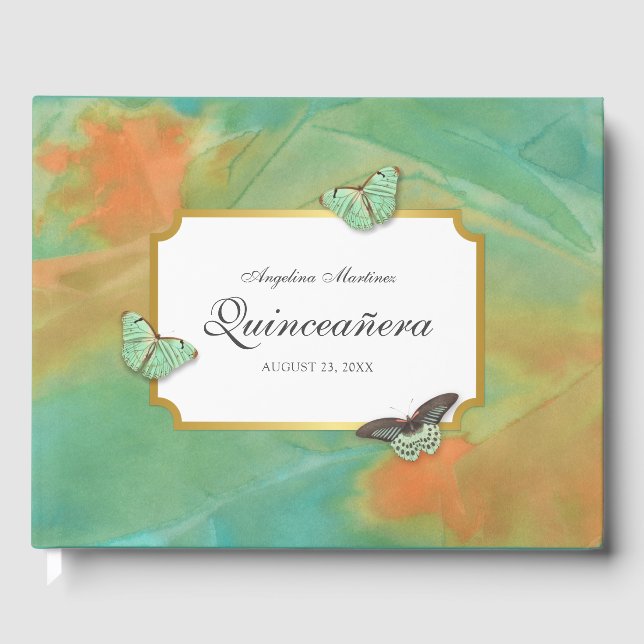 Livre D'or Désert Sud-Ouest Colonnes Papillons Quinceanera (Recto)