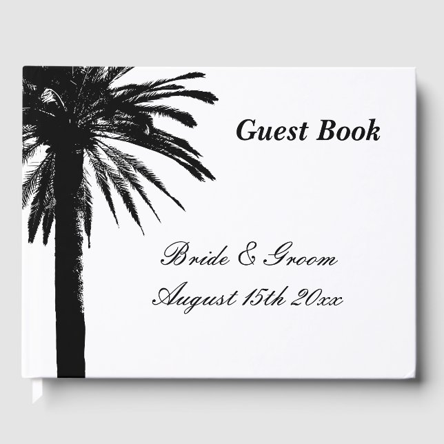 Livre D'or Destination plage tropicale mariage chic palmier (Recto)