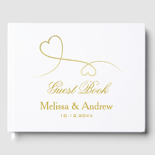 Livre D'or Deux Coeurs Or Élégants MARIAGE