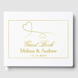 Livre D'or Deux Coeurs Or Élégants | MARIAGE