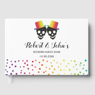 Livre D'or Deux mariés crânes et confettis mariage gay