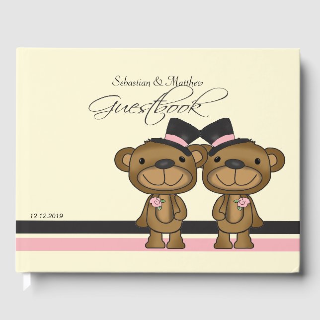 Livre D'or Deux Nounours Gay Mariage Gay Personnalisé (Recto)
