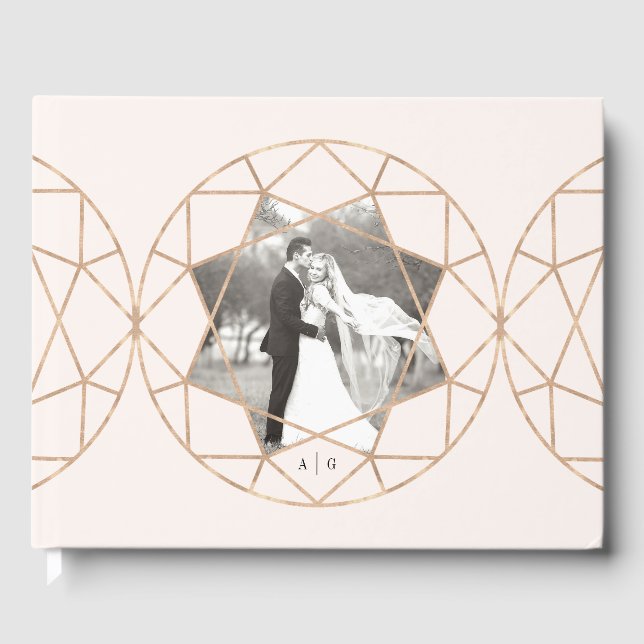 Livre D'or Diamant rond géométrique Chic Mariage photo (Recto)