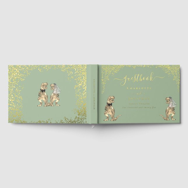 Livre D'or Dinosaur Theme Wedding Sage Green Gold (Complet)