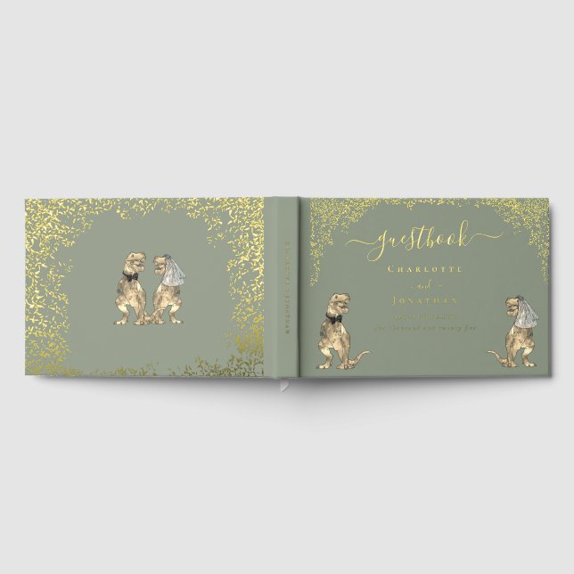 Livre D'or Dinosaur Theme Wedding Sage Green Gold (Complet)