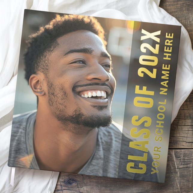 Livre D'or Diplôme de l'étudiant photo moderne de couverture  (Student graduation modern dark overlay photo foil guest book)