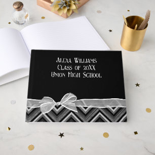 Livre D'or Diplôme Ruban Blanc sur Dessin Chevron