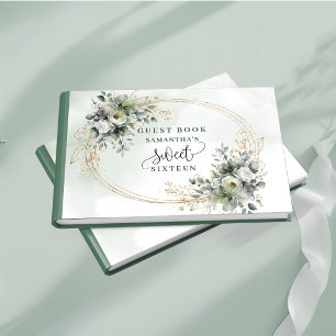 Livre D'or Douce aquarelle botanique verdure Refined Sweet 16