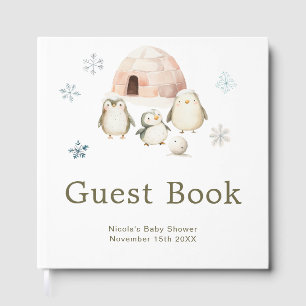 Livre D'or Douce Baby Shower Manchots d'Hiver 