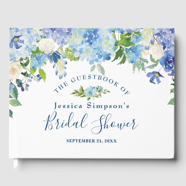 Livre D'or Douce Mariée Fleurie Hydrangea Bleu Clair (Recto)