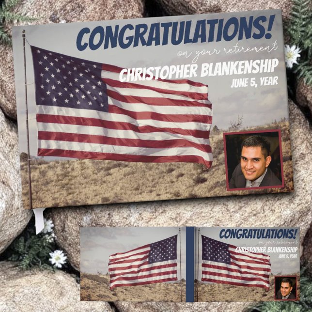 Livre D'or Drapeau Rustique Américain photo personnalisée (Guestbook template with cover and front and back view.)