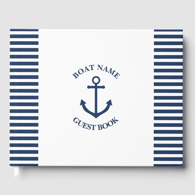 Livre d'or du bateau à rayures nautiques avec ancr (Recto)