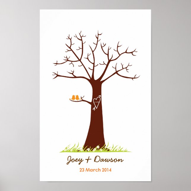 Livre d'or du Mariage de l'arbre d'empreintes digi (Devant)