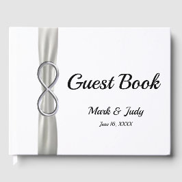 Livre d'or du Mariage de ruban blanc Silver Infini
