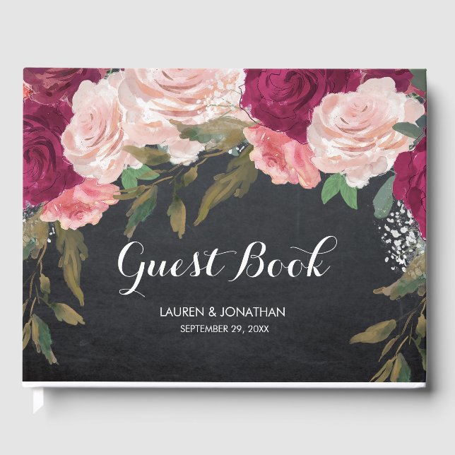 Livre d'or du mariage de tableau de bord à fleurs  (Recto)