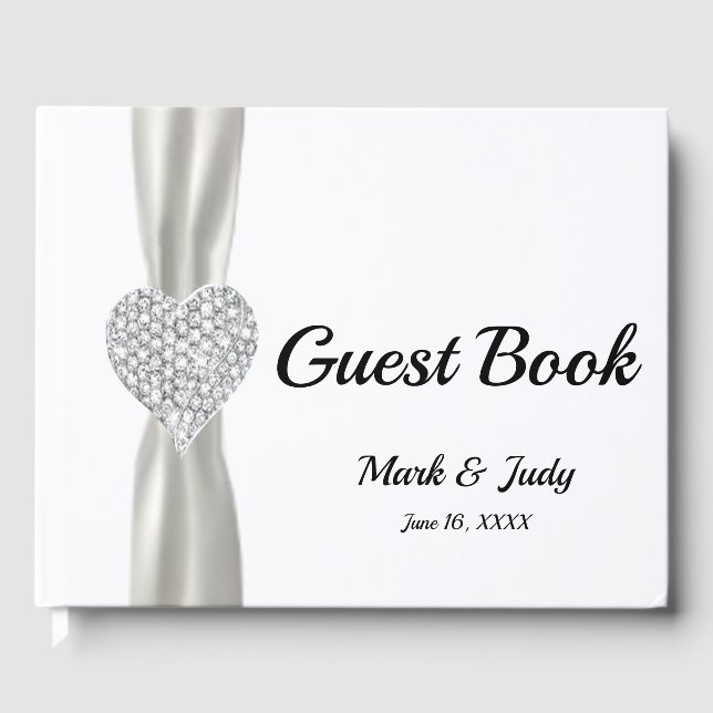 Livre d'or du Mariage du coeur de diamant blanc (Recto)