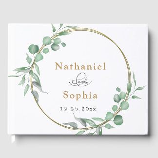 Livre d'or du Mariage Gold Greenery
