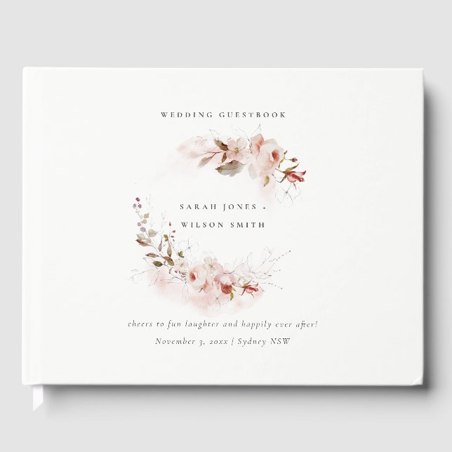Livre D'or Dusky Fall Marsala Blush Floral Wreath Mariage (Recto)