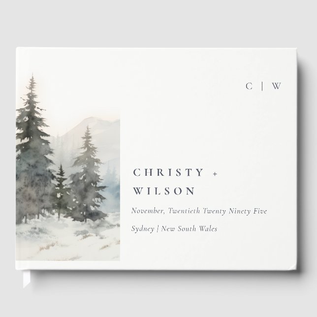 Livre D'or Dusky Winter Snow Mountain Mariage paysage (Recto)