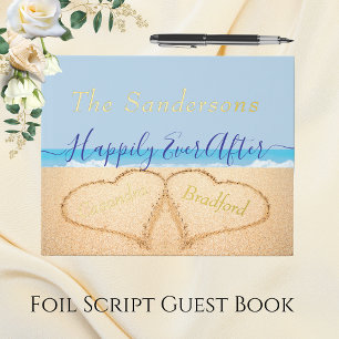 Livre D'or Dusty Blue Beach Wedding Gold ou Silver Script